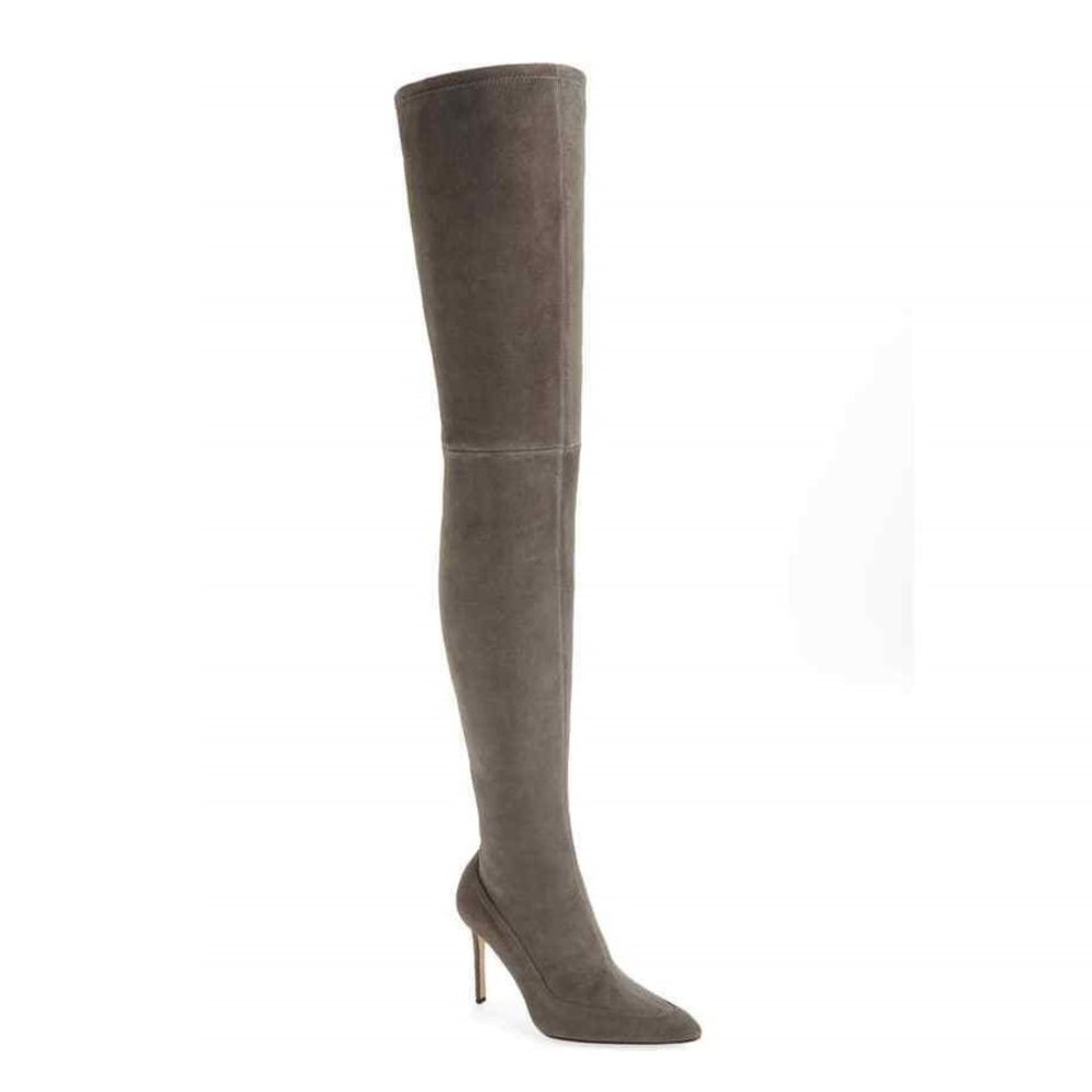 Pour La Victoire Taupe Over-the-Knee Suede Stiletto Boots